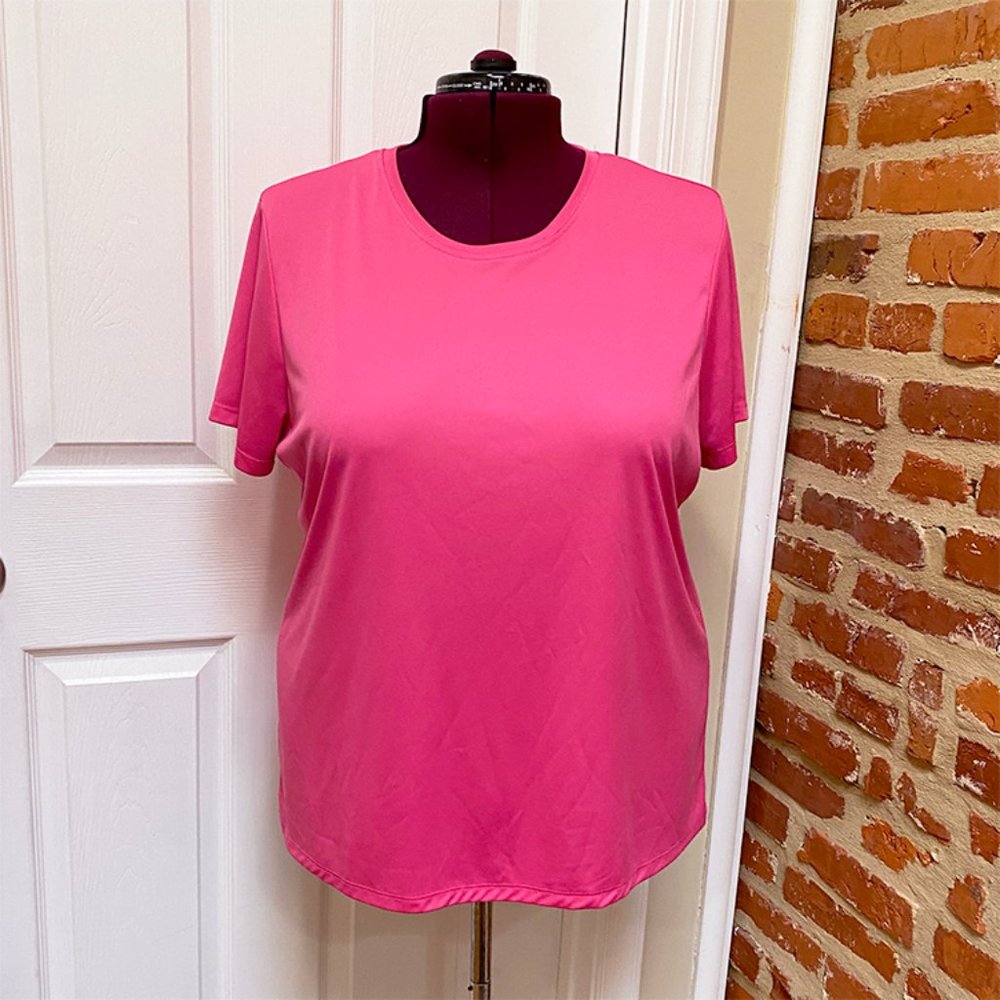 Hanes Cool Dri Performance UPF 50 Wow Pink Short Sleeve Tee